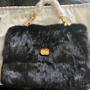 Brandon Blackwood Black Mink Lisa Shoulder Bag